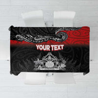 Personalised Maori King Movement Tablecloth Te Paki-o-Matariki with Silver Ferns and Polynesian Art Tattoo LT03 Red - Polynesian Pride
