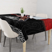 Personalised Maori King Movement Tablecloth Te Paki-o-Matariki with Silver Ferns and Polynesian Art Tattoo LT03 - Polynesian Pride