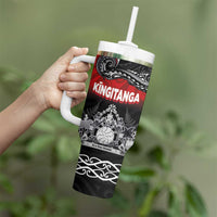 Personalised Maori King Movement Tumbler With Handle Te Paki-o-Matariki with Silver Ferns and Polynesian Art Tattoo LT03 - Polynesian Pride