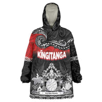 Personalised Maori King Movement Wearable Blanket Hoodie Te Paki-o-Matariki with Silver Ferns and Polynesian Art Tattoo LT03 One Size Red - Polynesian Pride