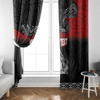 Personalised Maori King Movement Window Curtain Te Paki-o-Matariki with Silver Ferns and Polynesian Art Tattoo LT03 - Polynesian Pride