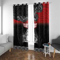 Personalised Maori King Movement Window Curtain Te Paki-o-Matariki with Silver Ferns and Polynesian Art Tattoo LT03 With Grommets Red - Polynesian Pride
