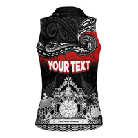 Personalised Maori King Movement Women Sleeveless Polo Shirt Te Paki-o-Matariki with Silver Ferns and Polynesian Art Tattoo LT03 - Polynesian Pride
