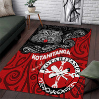 Maori Kotahitanga Area Rug Aotearoa Spirit with Maori Mask and Polynesian Art Tattoo LT03 Red - Polynesian Pride