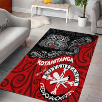 Maori Kotahitanga Area Rug Aotearoa Spirit with Maori Mask and Polynesian Art Tattoo LT03 - Polynesian Pride