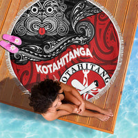 Maori Kotahitanga Beach Blanket Aotearoa Spirit with Maori Mask and Polynesian Art Tattoo LT03 - Polynesian Pride
