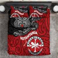 Maori Kotahitanga Bedding Set Aotearoa Spirit with Maori Mask and Polynesian Art Tattoo LT03 Red - Polynesian Pride