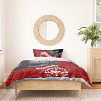 Maori Kotahitanga Bedding Set Aotearoa Spirit with Maori Mask and Polynesian Art Tattoo LT03 - Polynesian Pride
