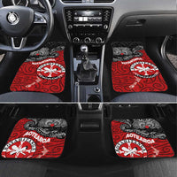 Maori Kotahitanga Car Mats Aotearoa Spirit with Maori Mask and Polynesian Art Tattoo LT03 Set 4pcs Red - Polynesian Pride
