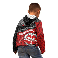 Maori Kotahitanga Kid Hoodie Aotearoa Spirit with Maori Mask and Polynesian Art Tattoo LT03 - Polynesian Pride
