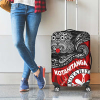 Maori Kotahitanga Luggage Cover Aotearoa Spirit with Maori Mask and Polynesian Art Tattoo LT03 - Polynesian Pride