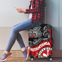 Maori Kotahitanga Luggage Cover Aotearoa Spirit with Maori Mask and Polynesian Art Tattoo LT03 - Polynesian Pride