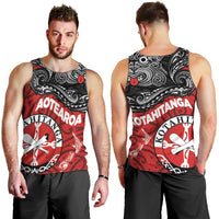 Maori Kotahitanga Men Tank Top Aotearoa Spirit with Maori Mask and Polynesian Art Tattoo LT03 - Polynesian Pride