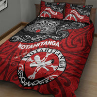 Maori Kotahitanga Quilt Bed Set Aotearoa Spirit with Maori Mask and Polynesian Art Tattoo LT03 - Polynesian Pride
