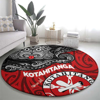 Maori Kotahitanga Round Carpet Aotearoa Spirit with Maori Mask and Polynesian Art Tattoo LT03 - Polynesian Pride