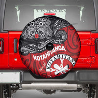 Maori Kotahitanga Spare Tire Cover Aotearoa Spirit with Maori Mask and Polynesian Art Tattoo LT03 - Polynesian Pride