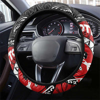 Maori Kotahitanga Steering Wheel Cover Aotearoa Spirit with Maori Mask and Polynesian Art Tattoo LT03 - Polynesian Pride