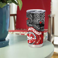 Maori Kotahitanga Tumbler Cup Aotearoa Spirit with Maori Mask and Polynesian Art Tattoo LT03 - Polynesian Pride
