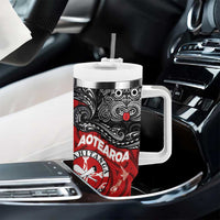 Maori Kotahitanga Tumbler With Handle Aotearoa Spirit with Maori Mask and Polynesian Art Tattoo LT03 - Polynesian Pride