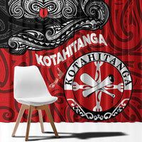 Maori Kotahitanga Window Curtain Aotearoa Spirit with Maori Mask and Polynesian Art Tattoo LT03 - Polynesian Pride