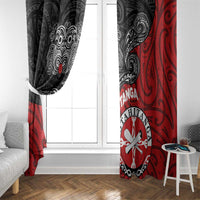 Maori Kotahitanga Window Curtain Aotearoa Spirit with Maori Mask and Polynesian Art Tattoo LT03 - Polynesian Pride