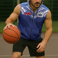 Custom Samoa Rugby Sleeveless Zip Hoodie Pacific Motifs - Polynesian Pride
