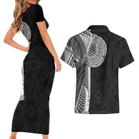 Samoan Tatau Couples Matching Short Sleeve Bodycon Dress and Hawaiian Shirt Art Tribal Traditional Tattoos LT03 - Polynesian Pride