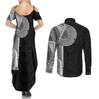 Samoan Tatau Couples Matching Summer Maxi Dress and Long Sleeve Button Shirt Art Tribal Traditional Tattoos LT03 - Polynesian Pride