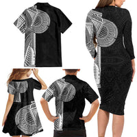 Samoan Tatau Family Matching Long Sleeve Bodycon Dress and Hawaiian Shirt Art Tribal Traditional Tattoos LT03 - Polynesian Pride