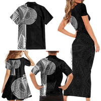 Samoan Tatau Family Matching Short Sleeve Bodycon Dress and Hawaiian Shirt Art Tribal Traditional Tattoos LT03 - Polynesian Pride