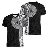 Samoan Tatau Women V-Neck T-Shirt Art Tribal Traditional Tattoos LT03 - Polynesian Pride