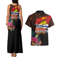 Kiribati Flag and Fireworks Couples Matching Tank Maxi Dress and Hawaiian Shirt First Place Welcome the New Year LT03 - Polynesian Pride