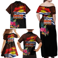 Kiribati Flag and Fireworks Family Matching Off Shoulder Maxi Dress and Hawaiian Shirt First Place Welcome the New Year LT03 - Polynesian Pride