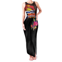 Kiribati Flag and Fireworks Family Matching Tank Maxi Dress and Hawaiian Shirt First Place Welcome the New Year LT03 Mom's Dress Black - Polynesian Pride