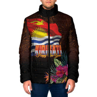 Kiribati Flag and Fireworks Padded Jacket First Place Welcome the New Year LT03 Men Black - Polynesian Pride