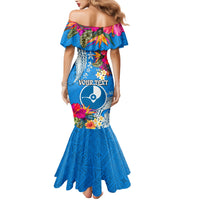 Yap Day Family Matching Mermaid Dress and Hawaiian Shirt Tapa Pattern with Hisbiscus LT03 - Polynesian Pride
