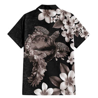 Hawaiian Lei Day Family Matching Mermaid Dress and Hawaiian Shirt Plumeria and Turtle with Polynesian Tribal Pattern Grayscale Color LT03 - Polynesian Pride