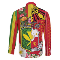 Personalised Hawaii and Philippines Together Family Matching Puletasi and Hawaiian Shirt The Emblems with Cultural Symbols Green-Yellow-Red Tricolor LT03 - Polynesian Pride
