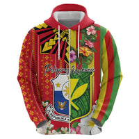 Personalised Hawaii and Philippines Together Hoodie The Emblems with Cultural Symbols Green-Yellow-Red Tricolor LT03 - Polynesian Pride