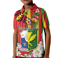 Personalised Hawaii and Philippines Together Kid Polo Shirt The Emblems with Cultural Symbols Green-Yellow-Red Tricolor LT03 Kid Art - Polynesian Pride