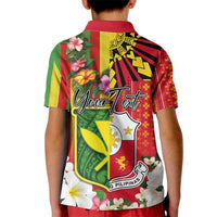 Personalised Hawaii and Philippines Together Kid Polo Shirt The Emblems with Cultural Symbols Green-Yellow-Red Tricolor LT03 - Polynesian Pride