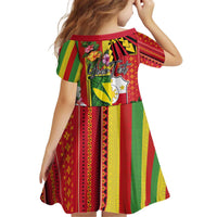 Personalised Hawaii and Philippines Together Kid Short Sleeve Dress The Emblems with Cultural Symbols Green-Yellow-Red Tricolor LT03 - Polynesian Pride