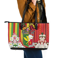 Personalised Hawaii and Philippines Together Leather Tote Bag The Emblems with Cultural Symbols Green-Yellow-Red Tricolor LT03 - Polynesian Pride