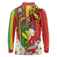 Personalised Hawaii and Philippines Together Long Sleeve Polo Shirt The Emblems with Cultural Symbols Green-Yellow-Red Tricolor LT03 - Polynesian Pride