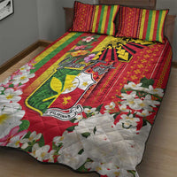 Personalised Hawaii and Philippines Together Quilt Bed Set The Emblems with Cultural Symbols Green-Yellow-Red Tricolor LT03 - Polynesian Pride