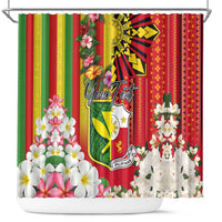 Personalised Hawaii and Philippines Together Shower Curtain The Emblems with Cultural Symbols Green-Yellow-Red Tricolor LT03 Art - Polynesian Pride