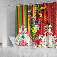 Personalised Hawaii and Philippines Together Shower Curtain The Emblems with Cultural Symbols Green-Yellow-Red Tricolor LT03 - Polynesian Pride
