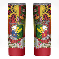 Personalised Hawaii and Philippines Together Skinny Tumbler The Emblems with Cultural Symbols Tricolor LT03 Red - Polynesian Pride
