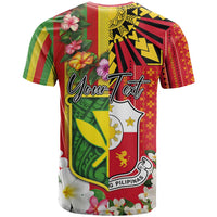 Personalised Hawaii and Philippines Together T Shirt The Emblems with Cultural Symbols Green-Yellow-Red Tricolor LT03 - Polynesian Pride