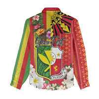 Personalised Hawaii and Philippines Together Women Casual Shirt The Emblems with Cultural Symbols Green-Yellow-Red Tricolor LT03 - Polynesian Pride